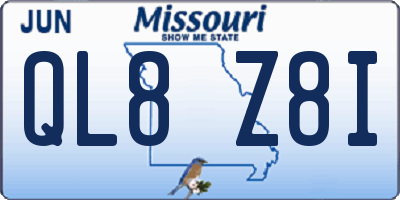 MO license plate QL8Z8I