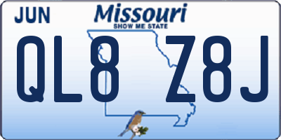 MO license plate QL8Z8J