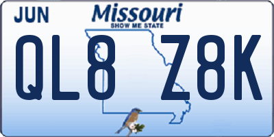 MO license plate QL8Z8K