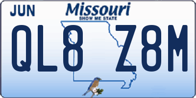 MO license plate QL8Z8M