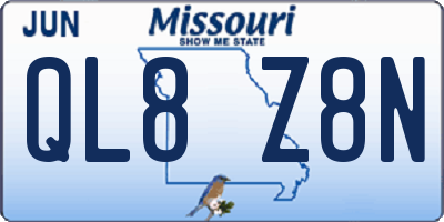 MO license plate QL8Z8N