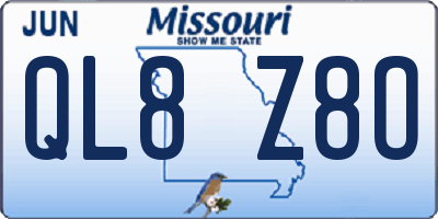 MO license plate QL8Z8O