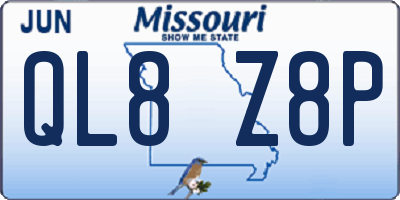 MO license plate QL8Z8P