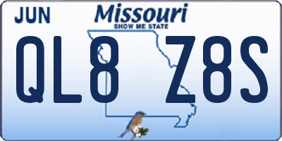 MO license plate QL8Z8S