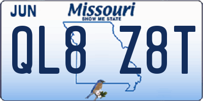 MO license plate QL8Z8T