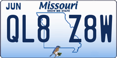 MO license plate QL8Z8W