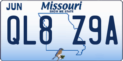 MO license plate QL8Z9A