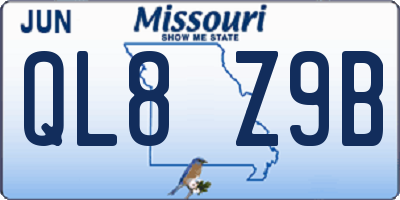 MO license plate QL8Z9B