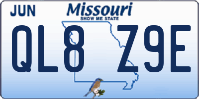 MO license plate QL8Z9E