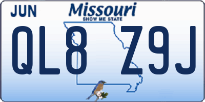 MO license plate QL8Z9J
