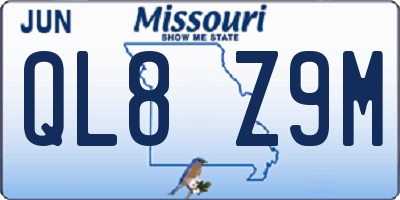 MO license plate QL8Z9M