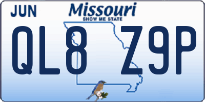 MO license plate QL8Z9P
