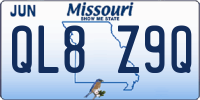MO license plate QL8Z9Q