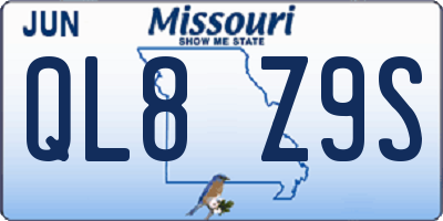 MO license plate QL8Z9S