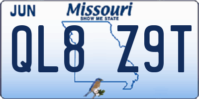 MO license plate QL8Z9T