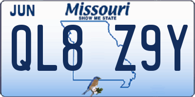 MO license plate QL8Z9Y