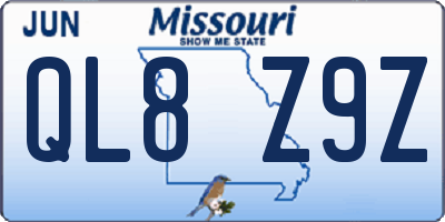 MO license plate QL8Z9Z