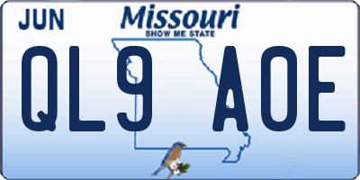 MO license plate QL9A0E