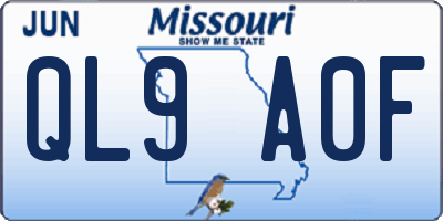 MO license plate QL9A0F