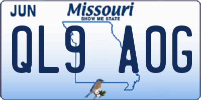 MO license plate QL9A0G