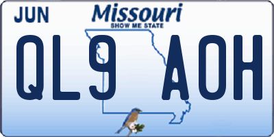 MO license plate QL9A0H
