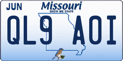 MO license plate QL9A0I