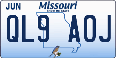 MO license plate QL9A0J