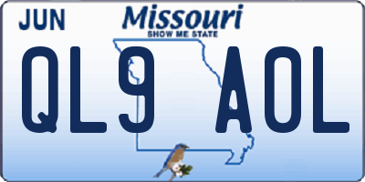 MO license plate QL9A0L