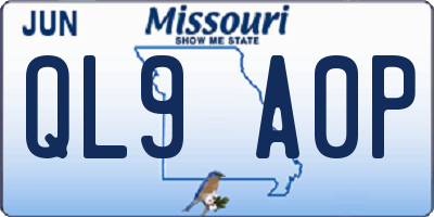 MO license plate QL9A0P