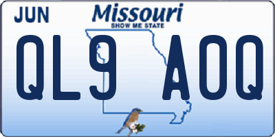 MO license plate QL9A0Q
