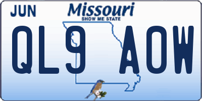 MO license plate QL9A0W