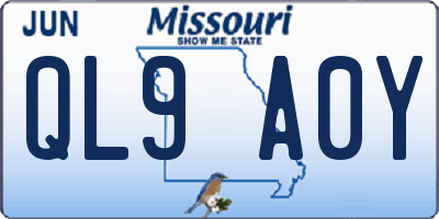 MO license plate QL9A0Y