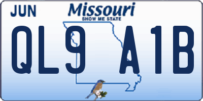 MO license plate QL9A1B