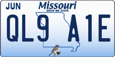 MO license plate QL9A1E