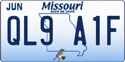MO license plate QL9A1F