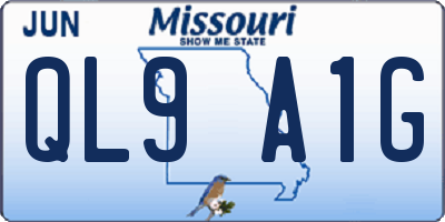 MO license plate QL9A1G