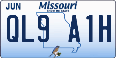 MO license plate QL9A1H