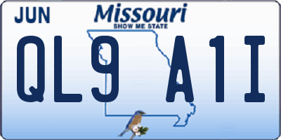 MO license plate QL9A1I