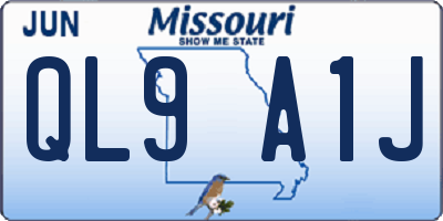 MO license plate QL9A1J