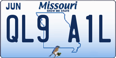 MO license plate QL9A1L