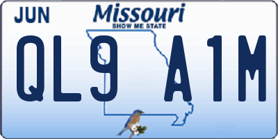 MO license plate QL9A1M