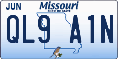 MO license plate QL9A1N