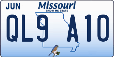 MO license plate QL9A1O