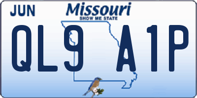 MO license plate QL9A1P
