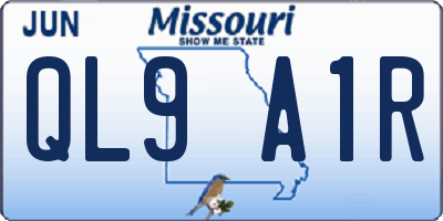 MO license plate QL9A1R