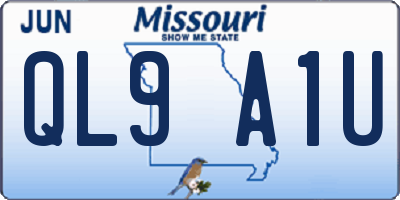 MO license plate QL9A1U