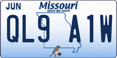 MO license plate QL9A1W