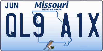 MO license plate QL9A1X
