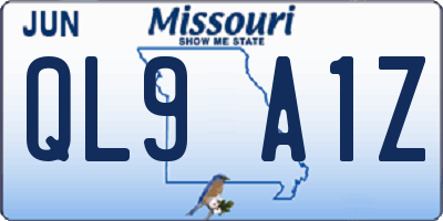 MO license plate QL9A1Z