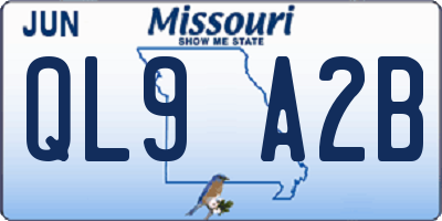 MO license plate QL9A2B